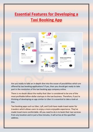 Essential Features for Developing a Taxi Booking App