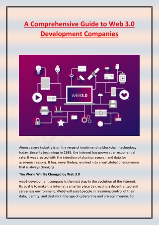 A Comprehensive Guide to Web 3.0 Development Companies