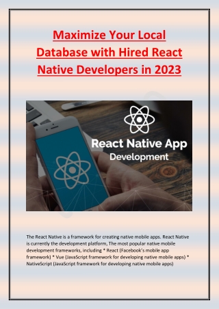 Maximize Your Local Database with Hired React Native Developers in 2023