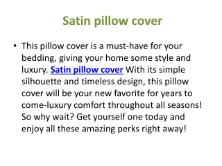 Satin pillow cover