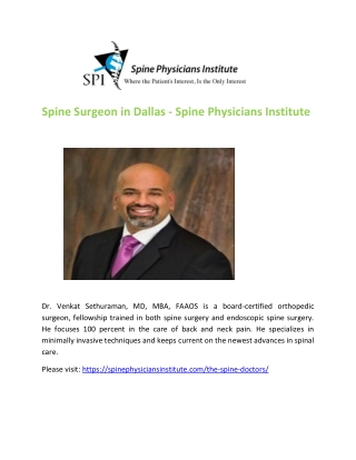 Spine Surgeon in Dallas - Spine Physicians Institute