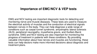 Importance of EMCNCV & VEP tests