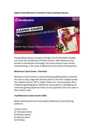 Metaverse Casino Game Development