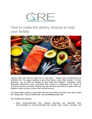 How to Make the Dietary Choices to Help Your Fertility - Center for Reproductive Endocrinology