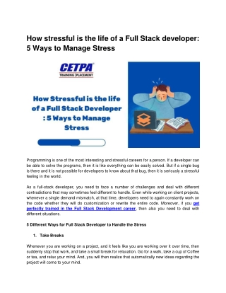 How stressful is the life of a Full Stack developer_ 5 Ways to Manage Stress