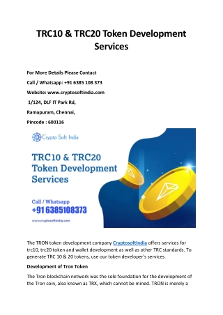 TRC10 & TRC20 Token Development Services