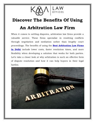 Discover The Benefits Of Using An Arbitration Law Firm