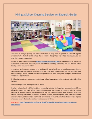 Hiring a School Cleaning Service: An Expert's Guide