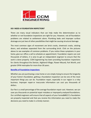 Foundation Inspections Company Flower Mound, Highland Village, Frisco, Dallas, TX