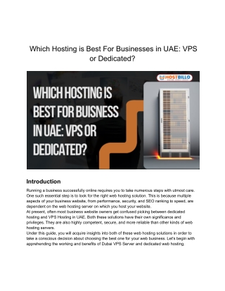 Which Hosting is Best For Buisness in UAE_ VPS or Dedicated_
