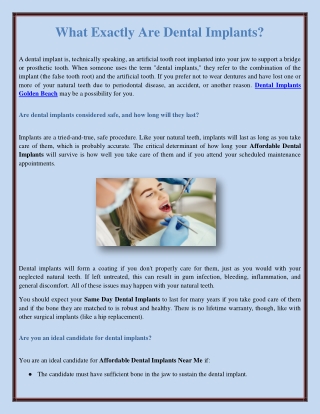 What Exactly Are Dental Implants?