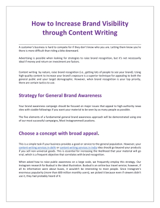 How to Increase Brand Visibility through Content Writing