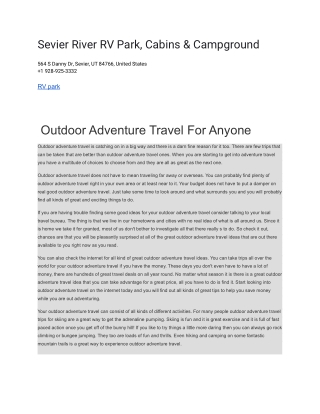 Sevier River RV Park, Cabins & Campground