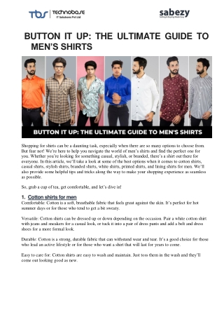 Button It Up-The Ultimate Guide to Men's Shirts | Sabezy