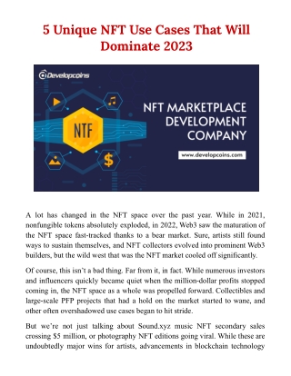 5 Unique NFT Use Cases That Will Dominate 2023