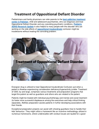 Treatment of Oppositional Defiant Disorder