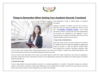 Things to Remember When Getting Your Academic Records Translated