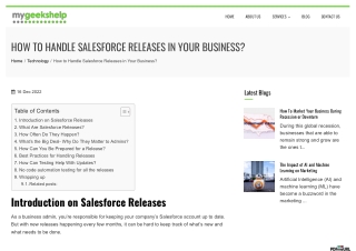 HOW TO HANDLE SALESFORCE RELEASES IN YOUR BUSINESS