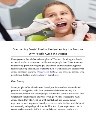 Overcoming Dental Phobia Understanding the Reasons Why People Avoid the Dentist