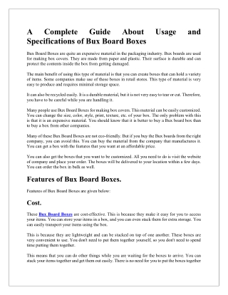 Complete Guide About Usage and Benefits of Bux Board Boxes