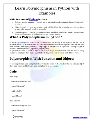 Learn Polymorphism in Python with Examples