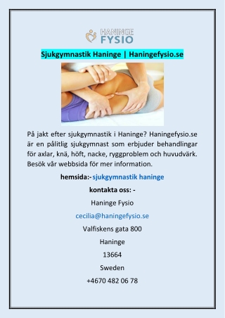 Sjukgymnastik Haninge | Haningefysio.se