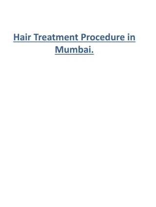 Hair Treatment Procedure in Mumbai.