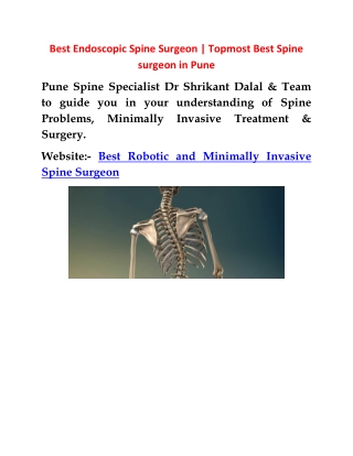 Best Endoscopic Spine Surgeon | Topmost Best Spine surgeon in Pune
