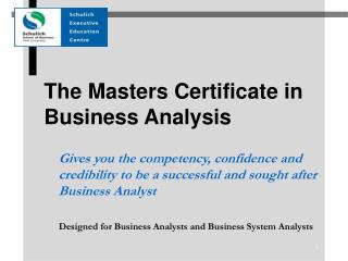 The Masters Certificate in Business Analysis