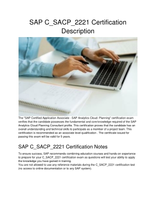 SAP C_SACP_2221 Certification Description