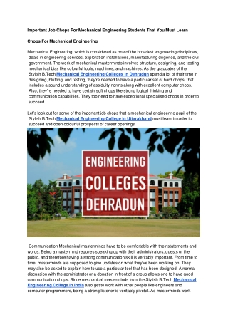 Important Job Chops For Mechanical Engineering Students That You Must Learn  (1)