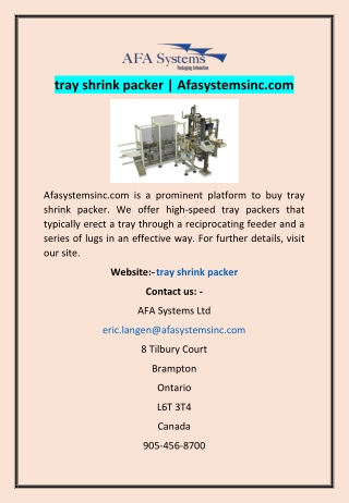 tray shrink packer | Afasystemsinc.com