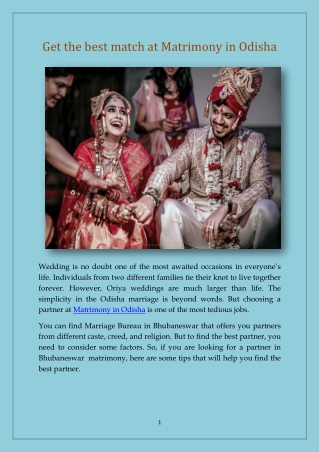 Get the best match at Matrimony in Odisha