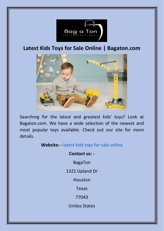 Latest Kids Toys for Sale Online  Bagaton