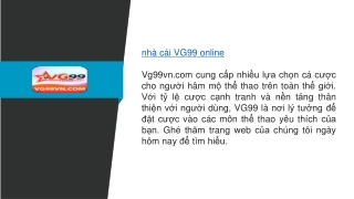 nhà cái VG99 online  Vg99vn.com