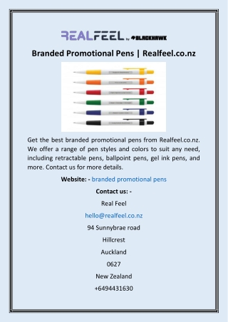 Branded Promotional Pens  Realfeel.co.nz