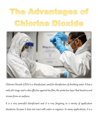 The Advantages of Chlorine Dioxide