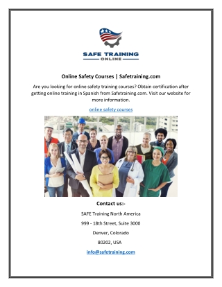 Online Safety Courses  Safetraining