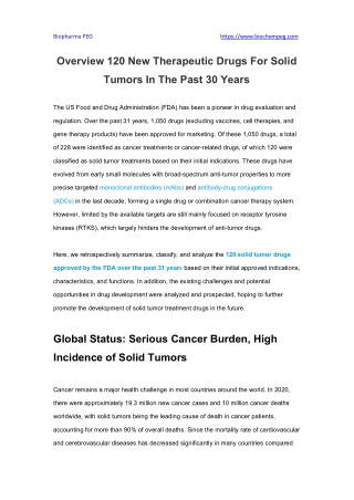 Overview 120 New Therapeutic Drugs For Solid Tumors In The Past 30 Years