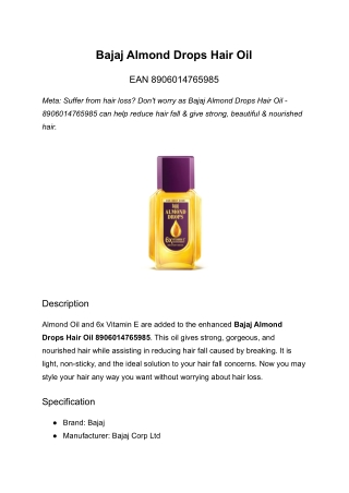 Bajaj Almond Drops Hair Oil