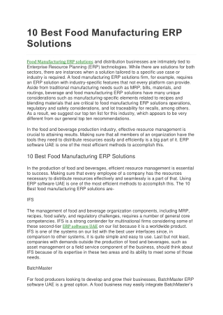 10 Best Food Manufacturing ERP Solutions