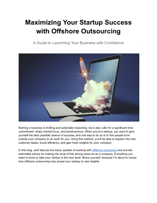 Maximizing Your Startup Success with Offshore Outsourcing