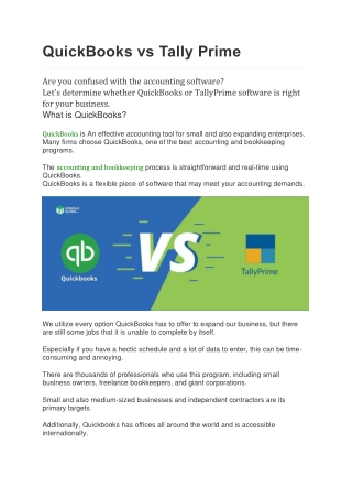 QuickBooks vs Tally Prime