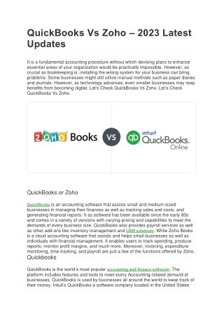 QuickBooks Vs Zoho – 2023 Latest Updates