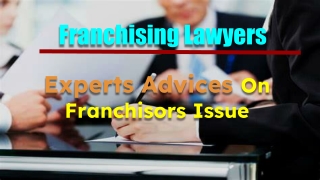 Franchising Law Experts Advices On Franchisors Issue
