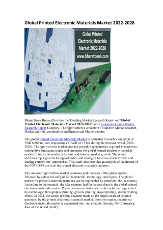 Global Printed Electronic Materials Market 2022-2028