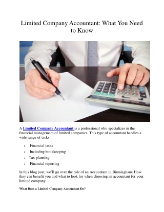 Limited Company Accountant What You Need to Know