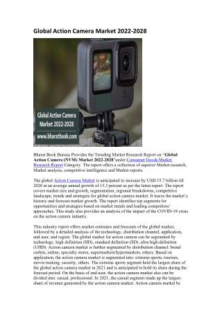 Global Action Camera Market 2022-2028