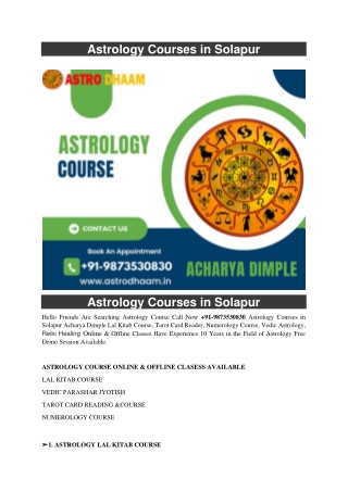 Astrology Courses in Solapur  91-9873530830