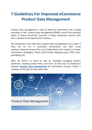 7 Guidelines For Improved eCommerce Product Data Management